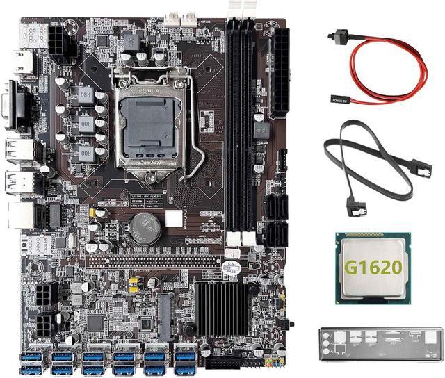 Alt view image 5 of 6 - B75 12GPU BTC Mining Motherboard+G1620 CPU+SATA Cable+Switch Cable Support 2XDDR3 RAM USB3.0 B75 12USB Miner Motherboard