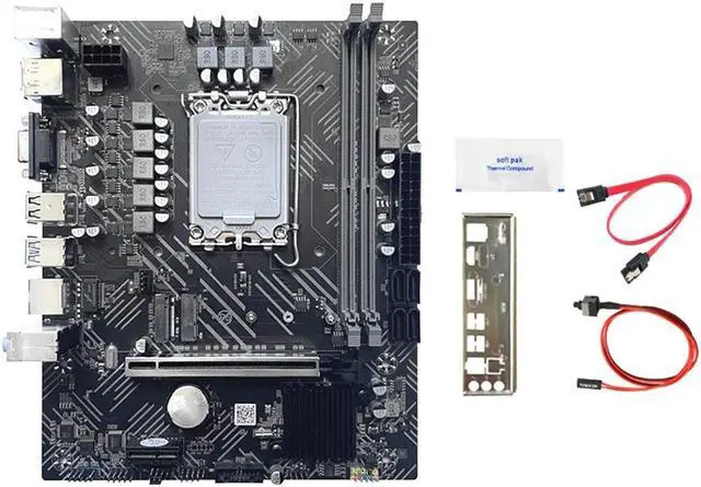 Main image of H610 Computer Motherboard+SATA Cable+Baffle+Thermal Grease LGA1700 DDR4 Gigabit LAN for G6900 I3 12100 I5 12500 12Th CPU