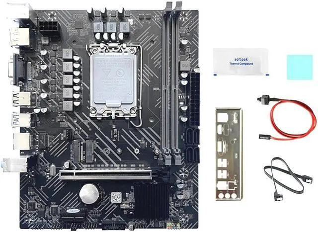 Main image of H610 Gaming Motherboard+Baffle+Thermal Pad+Thermal Grease LGA1700 DDR4 Gigabit LAN for G6900 G7400 I3 12100 I5 12Th CPU