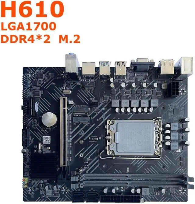 Alt view image 2 of 6 - H610 Motherboard+SATA Cable+Baffle LGA1700 DDR4 Gigabit LAN Support 2X32GB for G6900 G7400 I3 12100 I5 12500 12Th CPU