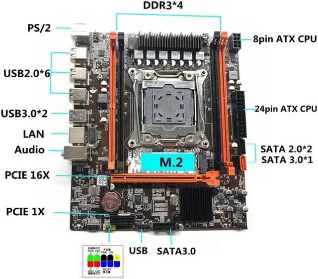 Alt view image 3 of 6 - X99H Motherboard Kit with E5 2673 V3 CPU+Switch Cable+SATA Cable LGA2011-V3 DDR3X4 RAM M.2 NVME PCI-E 3.0 X16 SATA3.0