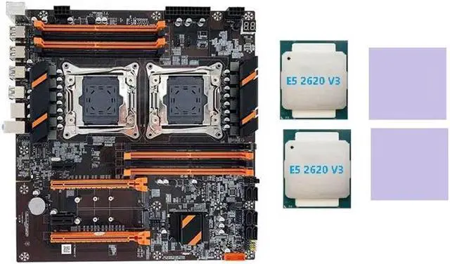 Main image of X99 Dual CPU Motherboard LGA2011 Support DDR4 ECC Memory Motherboard with 2XE5 2620 V3 CPU+2XThermal Pad