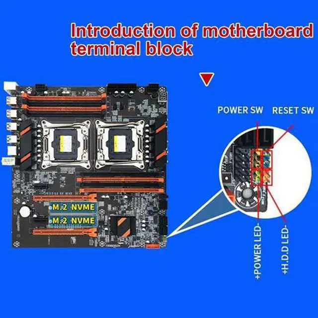 Alt view image 6 of 6 - X99 Dual CPU Motherboard LGA2011 Support DDR4 ECC Memory Motherboard+2XE5 2620 V3 CPU+SATA Cable+Switch Cable