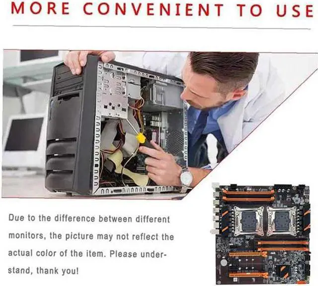 Alt view image 3 of 6 - X99 Dual CPU Motherboard Support LGA2011-3 CPU Support DDR4 ECC Memory Desktop Motherboard+2XE5 2609 V3 CPU