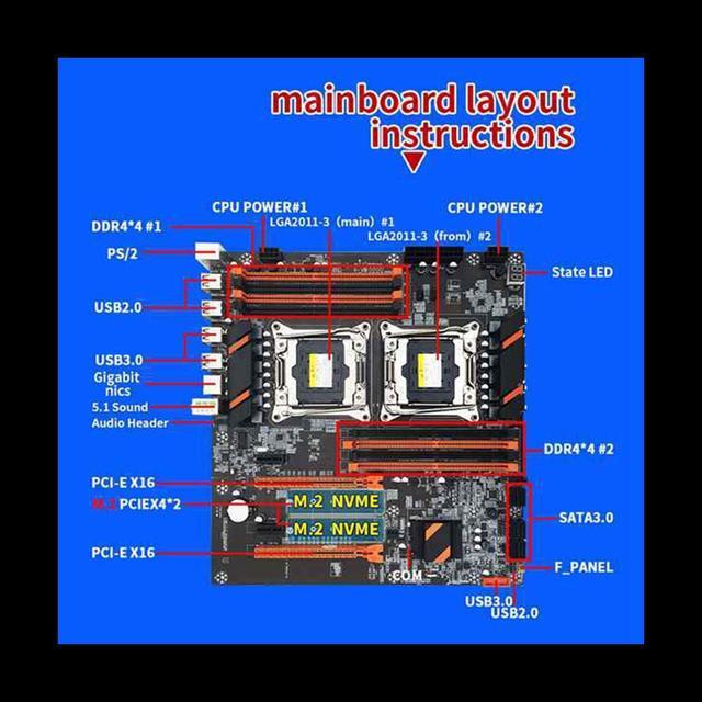 Alt view image 4 of 6 - X99 Dual CPU Motherboard LGA2011 Support DDR4 ECC Memory Motherboard+2XE5 2609 V3 CPU+Switch Cable+Thermal Grease