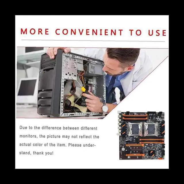 Alt view image 3 of 6 - X99 Dual CPU Motherboard LGA2011 Support DDR4 ECC Memory Motherboard+2XE5 2609 V3 CPU+SATA Cable+Switch Cable