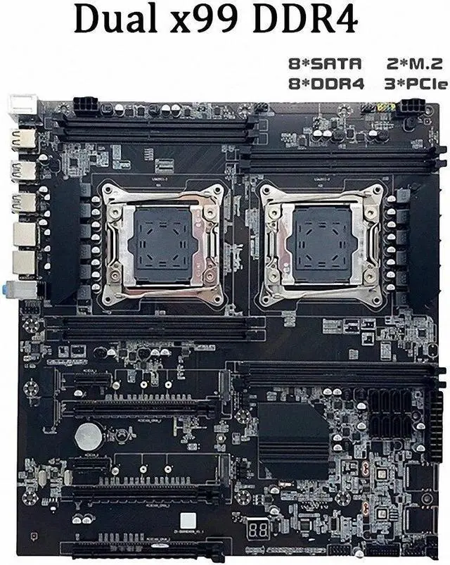 Alt view image 5 of 6 - X99 Dual-Socket CPU Motherboard LGA2011-3 8XDDR4 ECC RAM Slot PCIEx16 SATA3.0 Server PC Motherboard Support E5 V3/V4 CPU