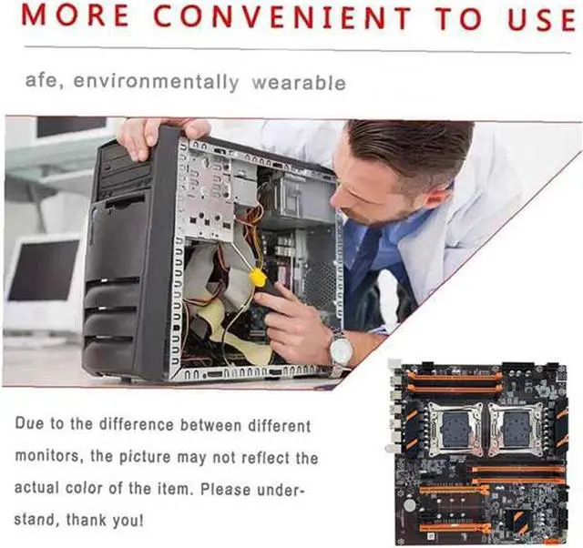 Alt view image 4 of 6 - X99 Dual CPU Motherboard Support DDR4 ECC Memory Support 2011-V3 CPU Motherboard with 2XE5 2620 V3 CPU