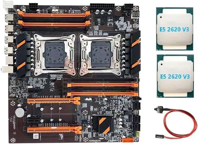 Main image of X99 Dual CPU Motherboard LGA2011 Support DDR4 ECC Memory Motherboard with 2XE5 2620 V3 CPU+Switch Cable