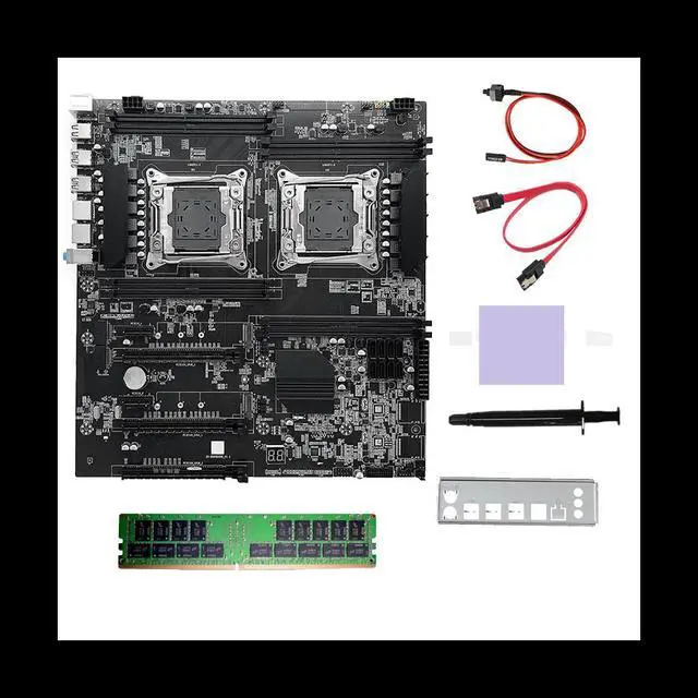 Alt view image 4 of 6 - X99 Dual CPU Motherboard+DDR4 8G RECC RAM+SATA Cable+Thermal Pad LGA 2011 PCI-E16X 8XDDR4 Slot X99 X8 for ALEO Mining