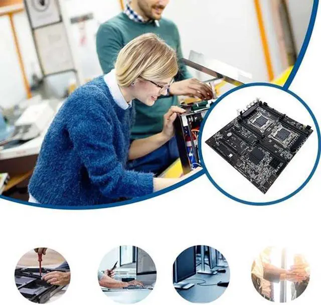 Alt view image 2 of 6 - X99 Dual-Socket Motherboard LGA2011-3 Dual CPU Support RECC DDR4 Memory with DDR4 4GB 2666Mhz RAM Memory+Switch Cable