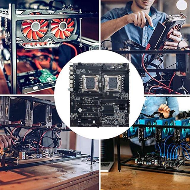 X99 Dual CPU ALEO Mining Motherboard+2XSATA Cable LGA2011 V3/V4 8XDDR4 RAM  Slot PCIE 16X 8XSATA3.0 Supports 5 GPU Miner