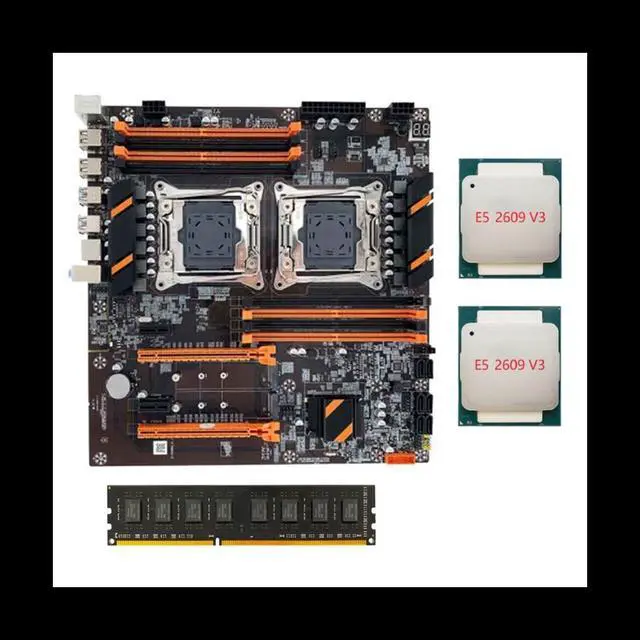 Main image of X99 Dual CPU Motherboard LGA2011 Support DDR4 ECC Memory Motherboard with 2XE5 2609 V3 CPU+DDR4 4GB 2133Mhz RAM