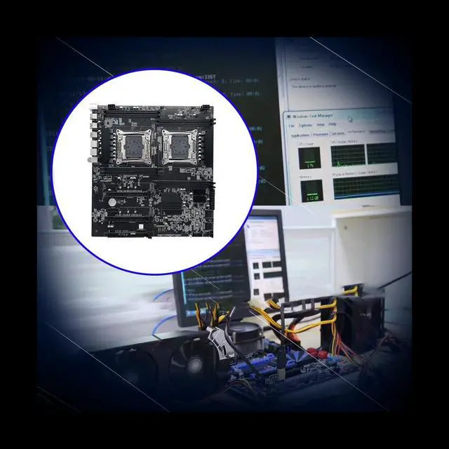 Alt view image 2 of 6 - X99 Dual CPU ALEO Mining Motherboard+Switch Cable+Baffle LGA2011 V3/V4 8XDDR4 RAM Slot PCIE 16X 8XSATA3.0 Supports 5 GPU