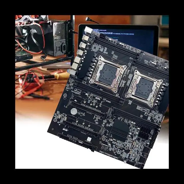 Alt view image 6 of 6 - X99 Dual CPU ALEO Mining Motherboard+SATA Cable+Baffle LGA2011 V3/V4 8XDDR4 Slot PCIE 16X 8XSATA3.0 Supports 5 GPU Miner