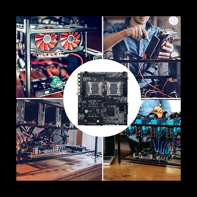 Alt view image 6 of 6 - X99 Dual CPU Mining Motherboard LGA2011 V3/V4 8XDDR4 RAM Slot PCIE3.0 16X 8XSATA3.0 Support 5-Card Mining for ALEO Miner