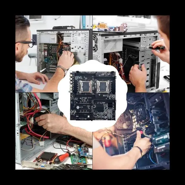 Alt view image 2 of 6 - X99 Dual CPU Mining Motherboard LGA2011 V3/V4 8XDDR4 RAM Slot PCIE3.0 16X 8XSATA3.0 Support 5-Card Mining for ALEO Miner