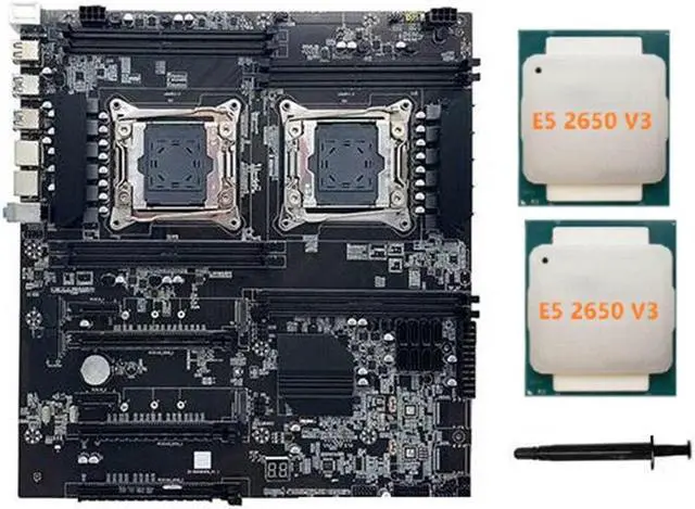 Main image of X99 Dual-Socket Motherboard LGA2011-3 Dual CPU Support RECC DDR4 Memory with 2XE5 2650 V3 CPU+Thermal Grease