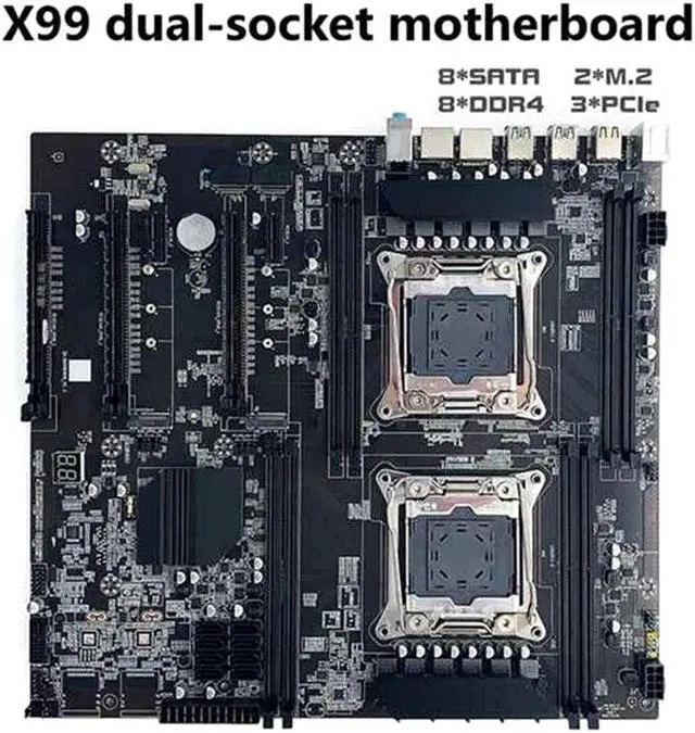 Alt view image 5 of 6 - X99 Dual-Socket Motherboard LGA2011-3 Dual CPU Support RECC DDR4 Memory+2XE5 2650 V3 CPU+Switch Cable+Thermal Grease