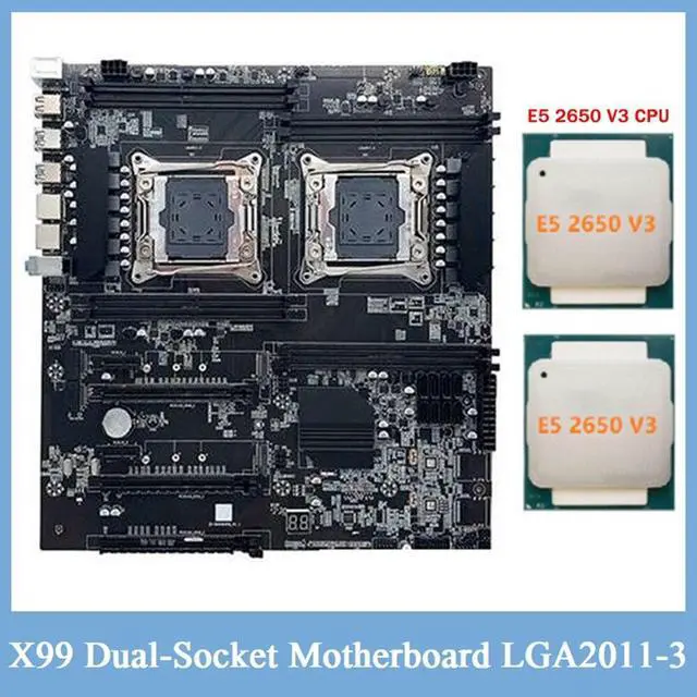 Alt view image 2 of 6 - X99 Dual-Socket Motherboard LGA2011-3 Dual CPU Support RECC DDR4 Memory Computer Motherboard with 2XE5 2650 V3 CPU