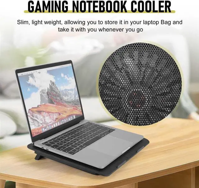 Alt view image 6 of 6 - Laptop Fan Cooling Pad with Big Fans, Portable Laptop Cooling Fan with 2 in 1 USB Port, Blue LED Light, Adjustable Stand