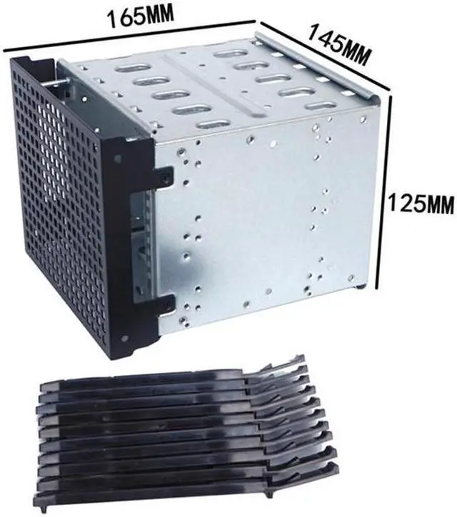 Alt view image 5 of 6 - 5.25 Inch to 5 x 3.5 Inch SATA HDD Cage Rack Hard Drive Disk Enclosure HardDrive Disk Tray Caddy Adapter