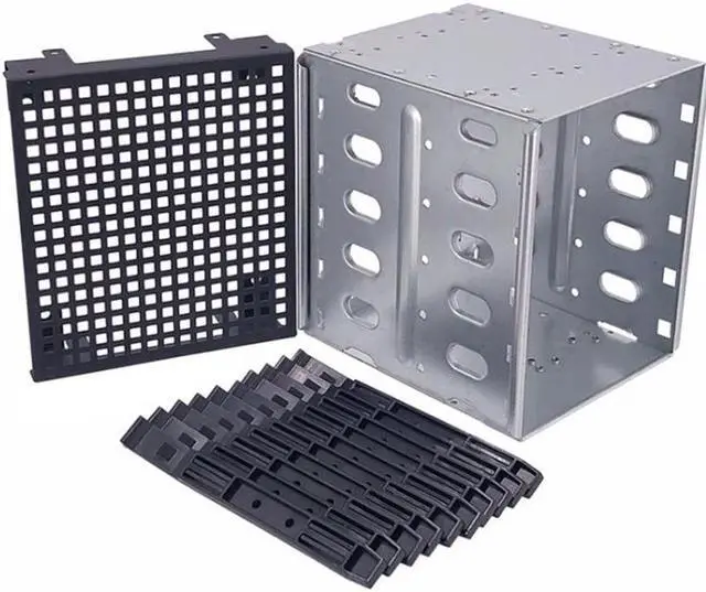 Alt view image 2 of 6 - 5.25 Inch to 5 x 3.5 Inch SATA HDD Cage Rack Hard Drive Disk Enclosure HardDrive Disk Tray Caddy Adapter