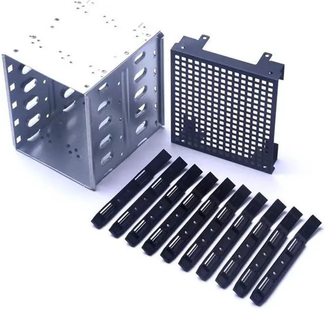 Alt view image 3 of 6 - 5.25 Inch to 5 x 3.5 Inch SATA HDD Cage Rack Hard Drive Disk Enclosure HardDrive Disk Tray Caddy Adapter