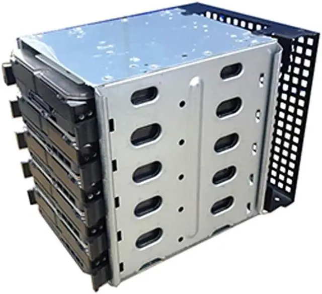 Alt view image 4 of 6 - 5.25 Inch to 5 x 3.5 Inch SATA HDD Cage Rack Hard Drive Disk Enclosure HardDrive Disk Tray Caddy Adapter
