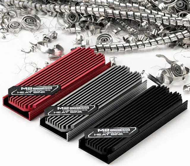 Alt view image 3 of 6 - Ultrathin M.2 SSD Heat Sink M2 2280 Solid State Hard Disk Aluminum Heatsink Cooler Cooling Thermal Pad Red