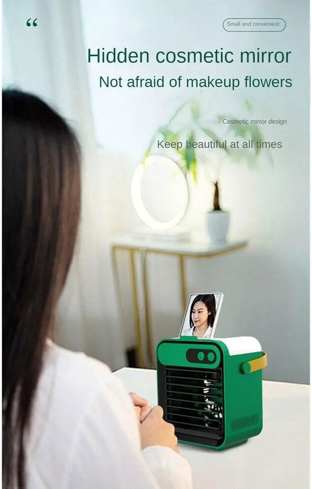 Alt view image 3 of 6 - F80 Mini Air Conditioning Fan USB Outdoor 150ML Water Tank Humidifier Home Office Water Cooling Fan Humidifier White