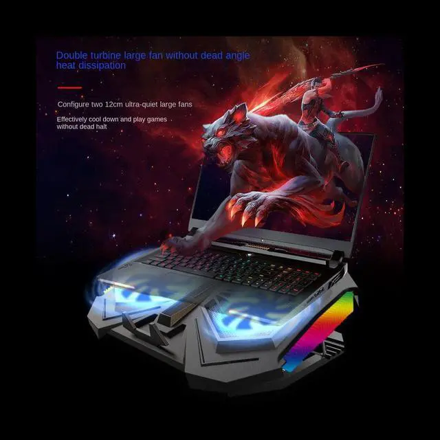 Alt view image 2 of 6 - RGB Notebook Radiator Laptop Cooler Cooling Laptop Stand/Bracket/Holder Radiator Stand Notebook Base Radiator
