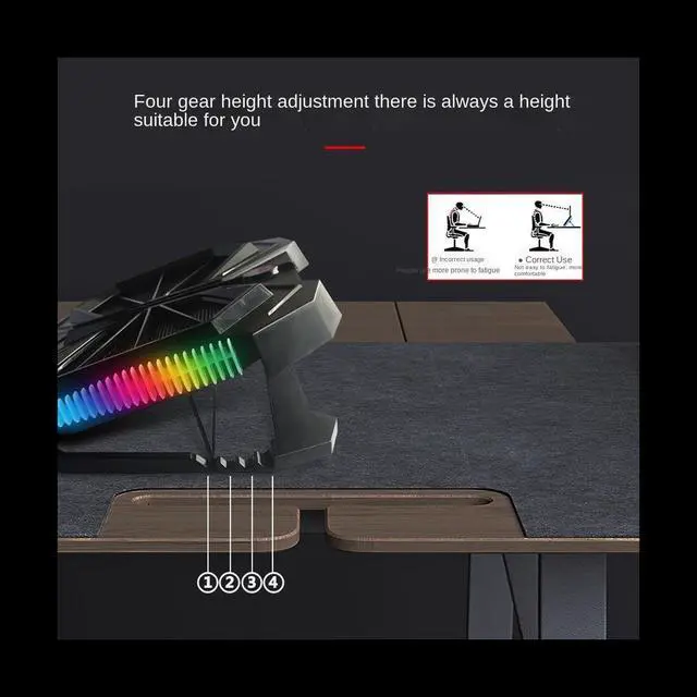 Alt view image 6 of 6 - RGB Notebook Radiator Laptop Cooler Cooling Laptop Stand/Bracket/Holder Radiator Stand Notebook Base Radiator