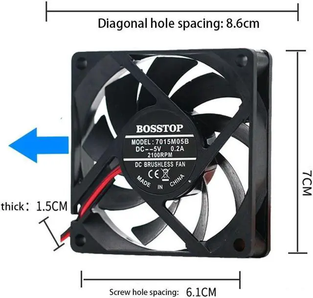 Alt view image 6 of 6 - For A-SUS RT-AC68U AC86U EX6200 AC68U EX6200 R8000 AC1900P USB Tenda AC15 Router Dual Cooling Fan USB Fan