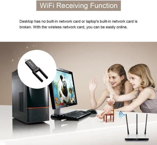 Alt view image 4 of 6 - 1300Mbps USB Wifi Adapter Bluetooth 4.2 Dual Band 5Ghz&2.4Ghz USB Dongle Network Card Antenna Wireless AC For Windows 7/8/10
