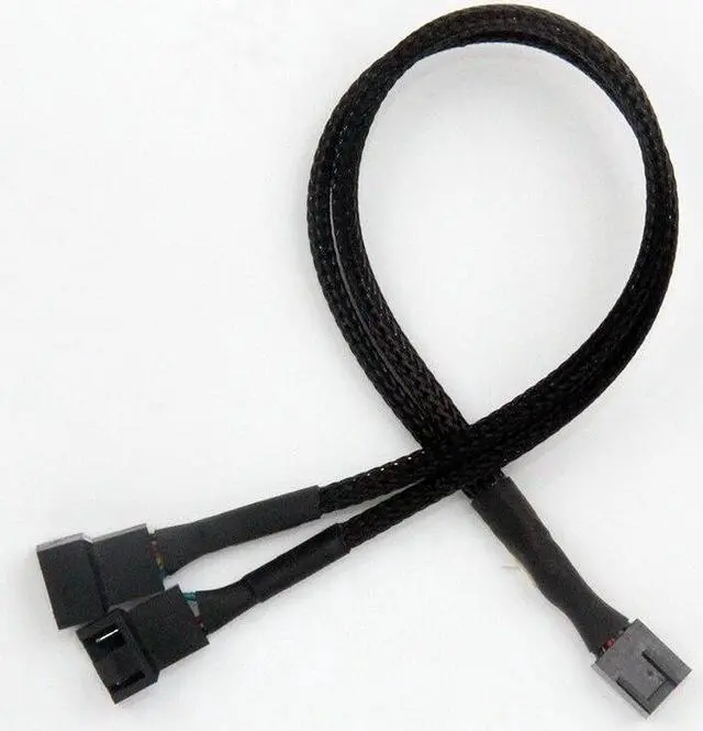 Alt view image 2 of 6 - 3Pcs PWM Fan Splitter Cable 2Way 4Pin Y Sleeved Extension Power Cable 1To2 Converter for PC Motherboard,Computer CPU Fan