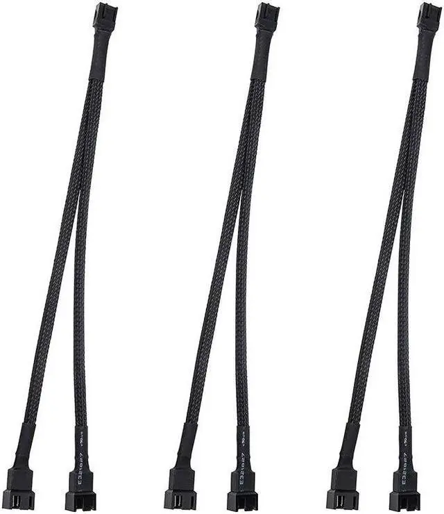 Main image of 3Pcs PWM Fan Splitter Cable 2Way 4Pin Y Sleeved Extension Power Cable 1To2 Converter for PC Motherboard,Computer CPU Fan