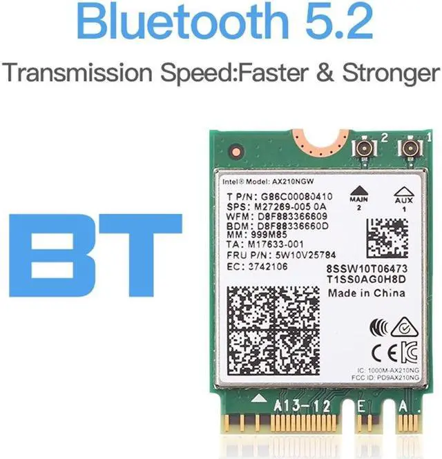 Alt view image 4 of 6 - 5374Mbps Wifi 6e AX210 Wifi Network Card Killer 1675X Bluetooth 5.2 Wireless Wlan Adapter AX210NGW M.2 Wi-fi 6 For Win 10(Antenna)