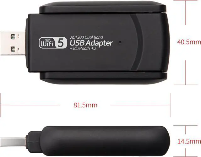 Alt view image 6 of 6 - 1300Mbps USB Wifi Adapter Bluetooth 4.2 Dual Band 5Ghz&2.4Ghz USB Dongle Network Card Antenna Wireless AC For Windows 7/8/10