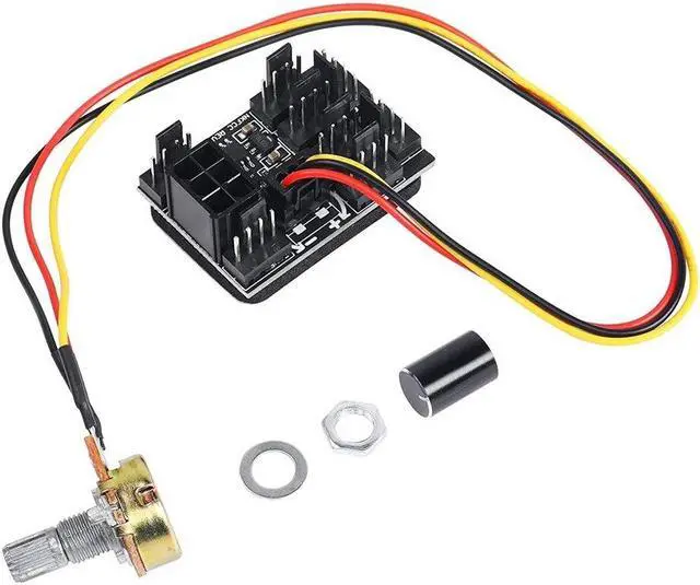 Alt view image 3 of 6 - 3 Pin 4 Pin Fan Adapter PWM PC Chassis Cooling Fan Hub Governor 8 Way Splitter 12V Speed Controller with 6Pin Power Port