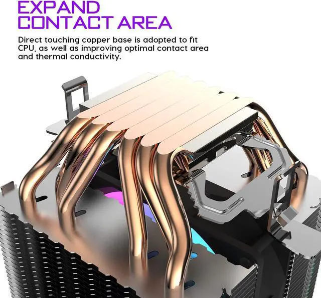 Alt view image 6 of 6 - Cpu Air Cooler 6 Heat Pipes Twin-Tower Heatsink With 90Mm Rainbow Led Fans For Intel 775/1150/1155/1156/1366