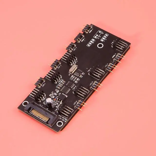 Alt view image 6 of 6 - ARGB 5V Lighting+Fan Hub PWM One-Piece Controller SATA Power Supply for 4Pin 3Pin Computer Case Fan,with Remote Control