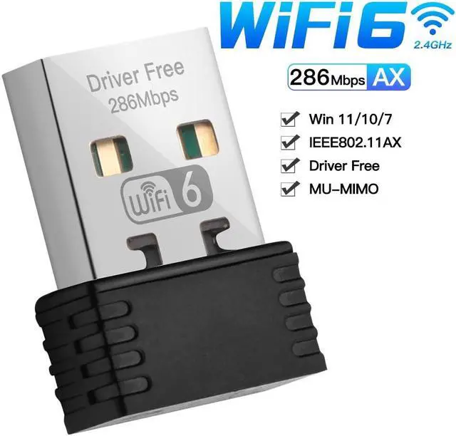 Main image of Mini USB WIFI 6 Network Card 2.4GHz USB Dongle  Wi-Fi Lan Adapter  802.11ax Driver Free For PC Laptop Windows 7 10 11