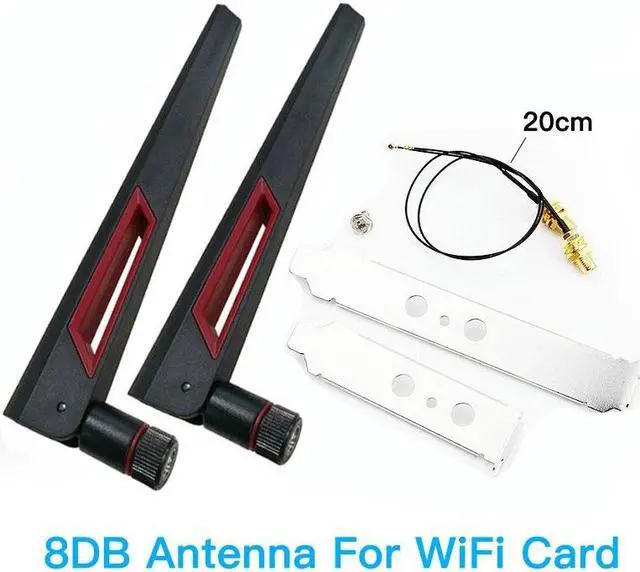 Main image of 2x8Dbi Dual Band M.2 IPEX MHF4 U.fl 20cm 30cm Cable to RP-SMA Pigtail WiFi Antenna Set For I-ntel AX210 AX200 9260 9560 NGFF Card(8dbi Antenna Set 1)