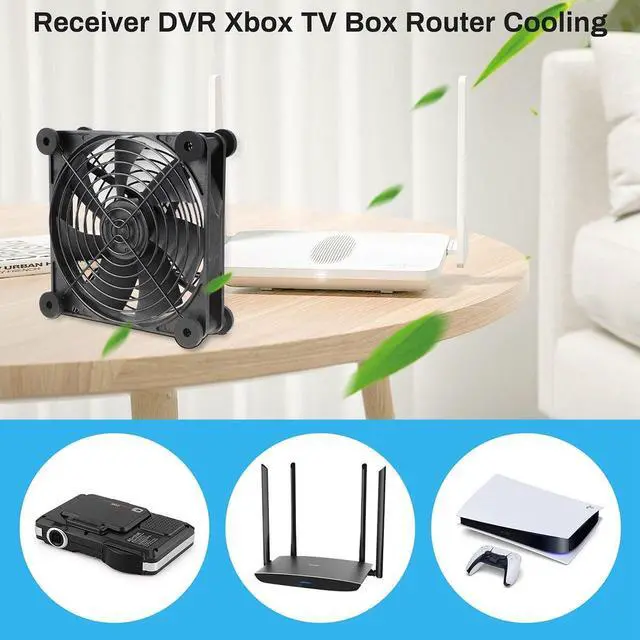 Alt view image 6 of 6 - Router Fan DIY PC Cooler TV Box Cooling Silent Quiet DC 5V USB Power 80mm Fan with Screws Protective Net,80X80X25MM