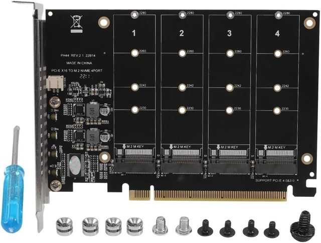 Alt view image 2 of 6 - PCIE 4-Port M.2 NVEM SSD Expansion Card Computer Motherboard Solid State Drive Expansion Card
