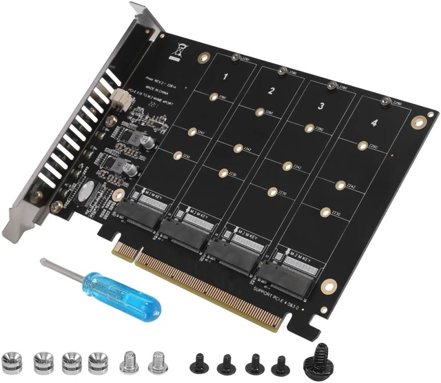 Alt view image 3 of 6 - PCIE 4-Port M.2 NVEM SSD Expansion Card Computer Motherboard Solid State Drive Expansion Card