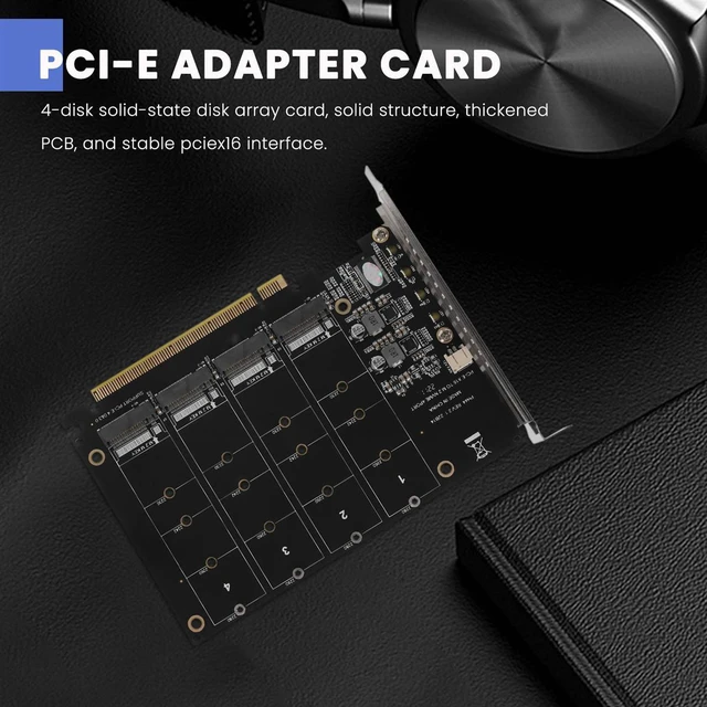 Alt view image 5 of 6 - PCIE 4-Port M.2 NVEM SSD Expansion Card Computer Motherboard Solid State Drive Expansion Card