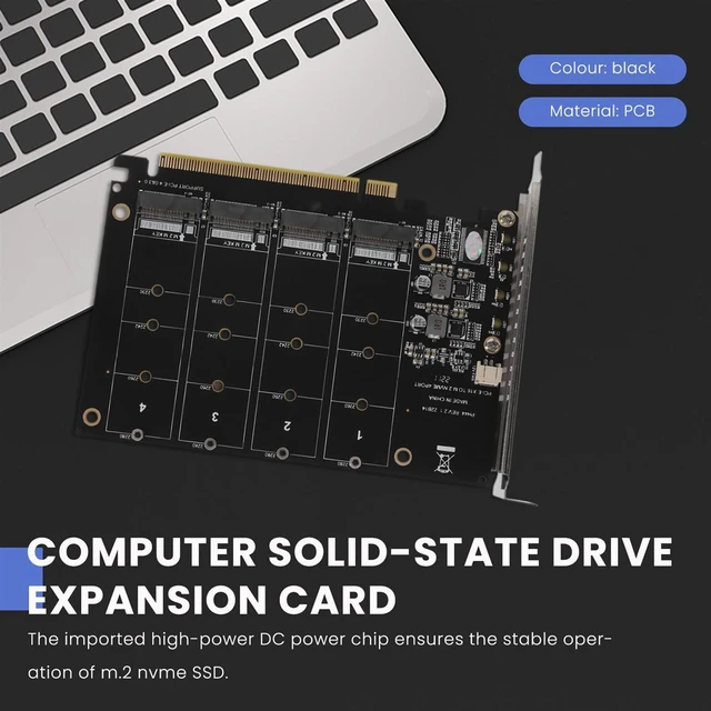 Alt view image 6 of 6 - PCIE 4-Port M.2 NVEM SSD Expansion Card Computer Motherboard Solid State Drive Expansion Card