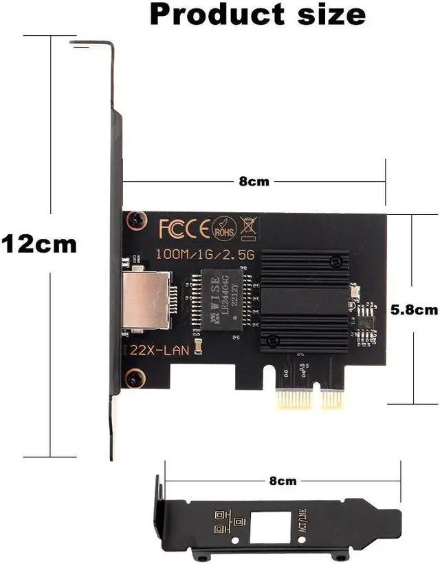 Alt view image 5 of 5 - 2.5G PCI-E To RJ45 Network Card I-ntel I226 Gigabit Ethernet PCI Express Adapter 100/1000M/2500M RJ45 LAN PCIe Adapter For PC